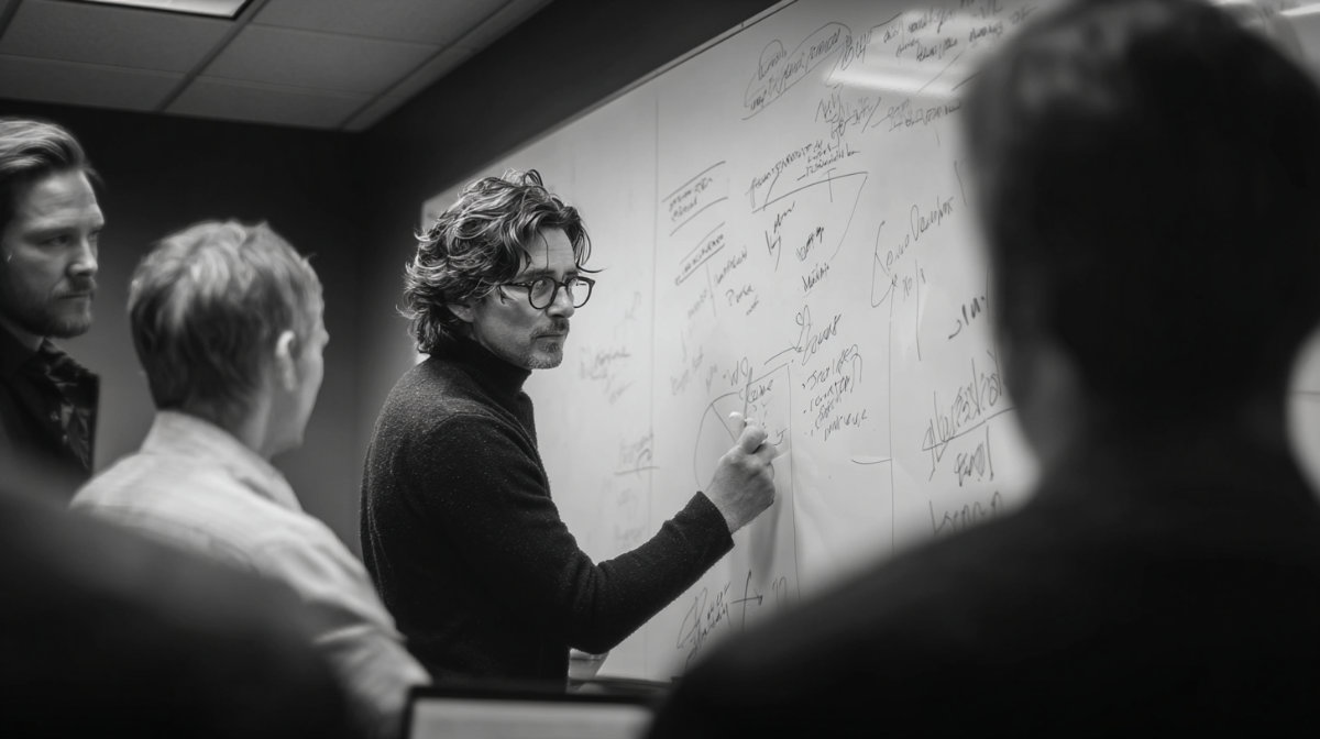 The Stage Six team in a strategy session